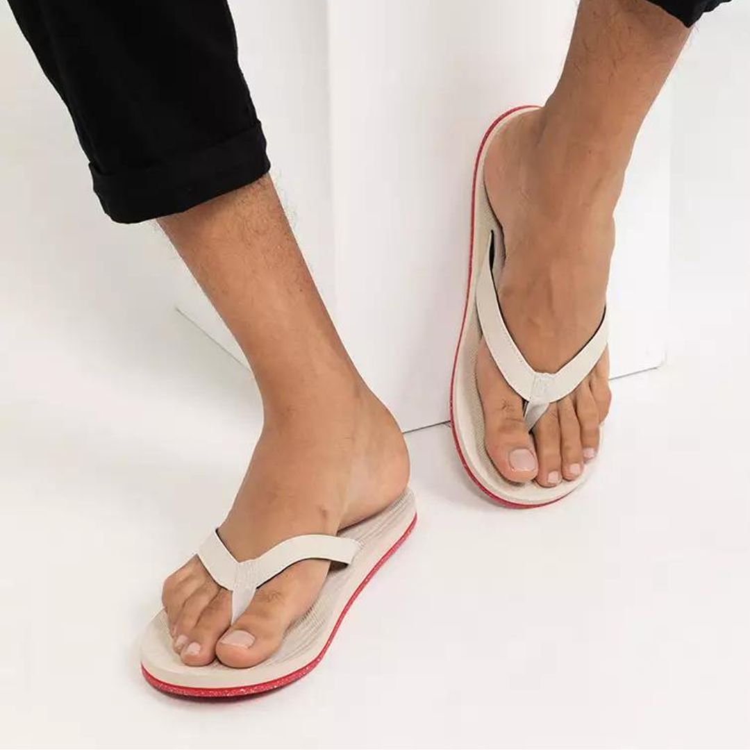 Men’s Flip Flops Sneaker Sole - Red Sole/Sea Salt