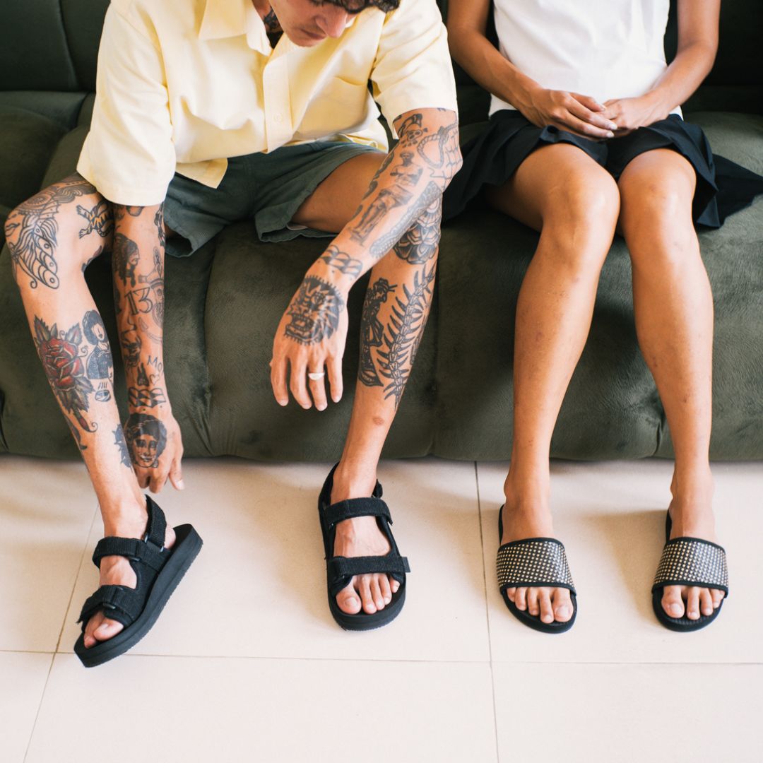 Women's Slides with Handep Dark Batik Weave in Black - PRESALE
