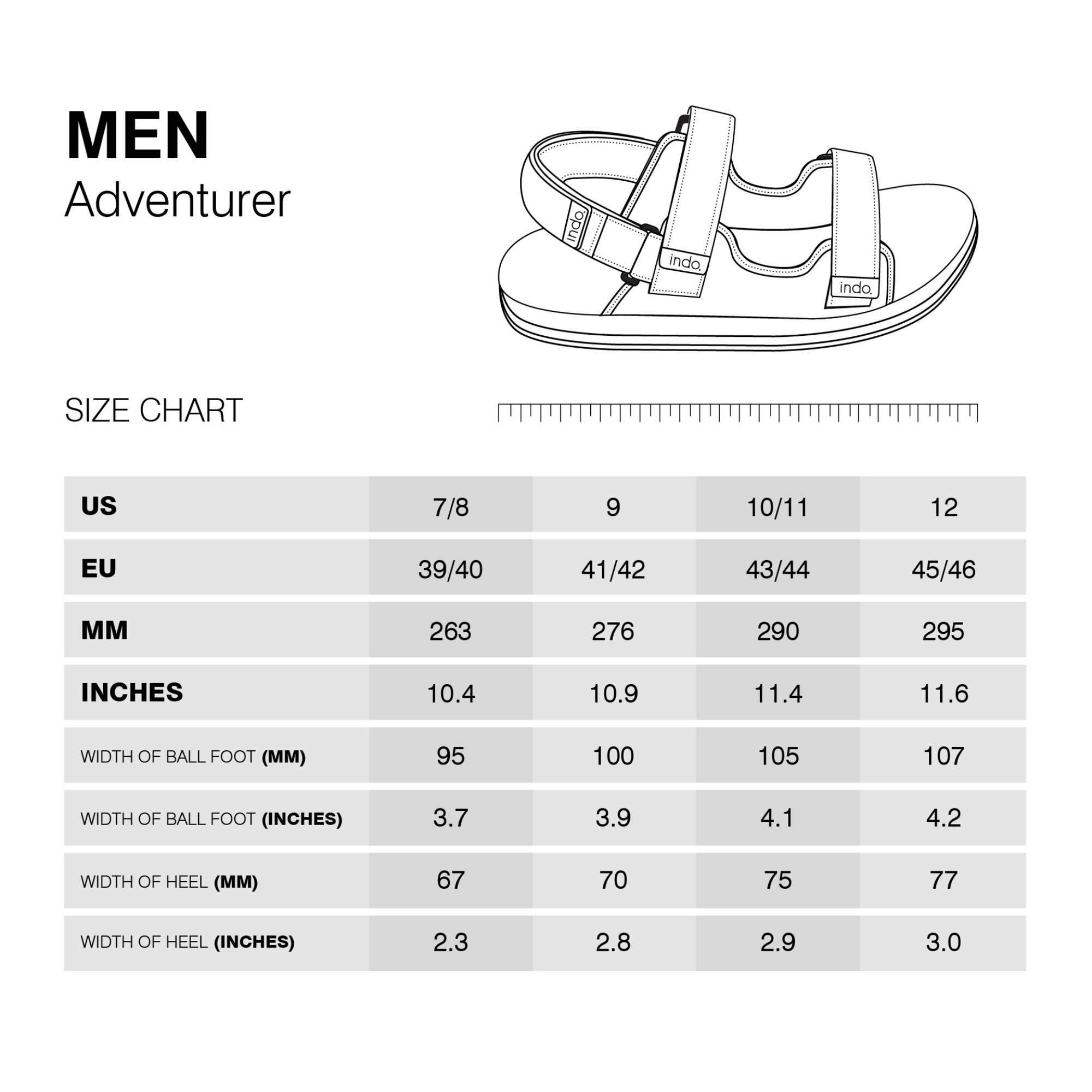 Sandal size chart discount