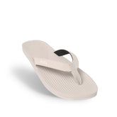 Side angle of single side Men's White Flip Flops - waterproof top and non-slip white recycled sneaker sole