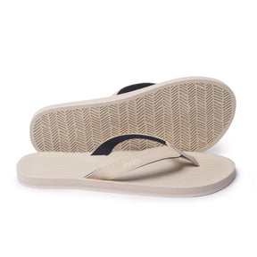 Side Angle, including angle of sole of Men's White Flip Flops - waterproof top and non-slip white recycled sneaker sole