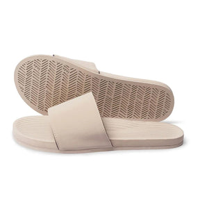 Women's Waterproof Slides Sandals in White / Sea Salt colour - one shoe flat, one shoe on side