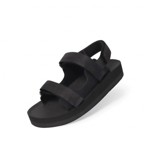 Womens Black Adventure Sandal Front View White Background