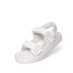 White Adventure Sandals front angle view with white background