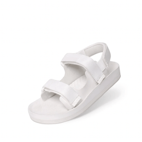 White Adventure Sandals front angle view with white background