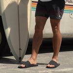 Man wearing black Indosole slides